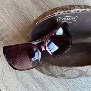 COACH Alicia Burgundy & Pink Rhinestone Bling Sunglasses S441